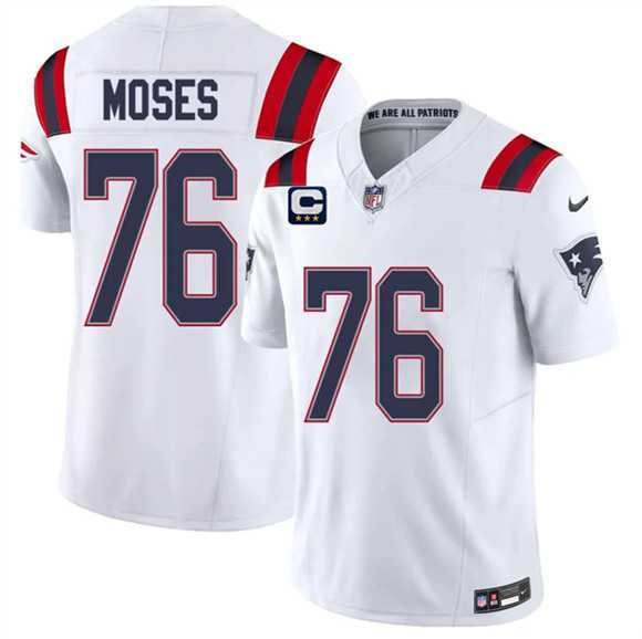 Mens New England Patriots #76 KMorgan Moses White 2026 F.U.S.E. 3-Star C Pach Vapor Limited Stitched Jersey Dzhi