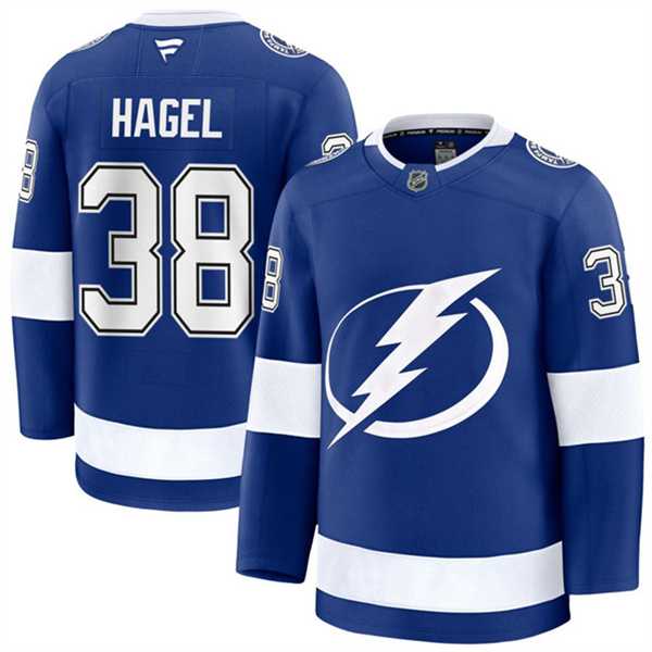 Mens Tampa Bay Lightning #38 Brandon Hagel Blue Home Stitched Hockey Jersey Dzhi