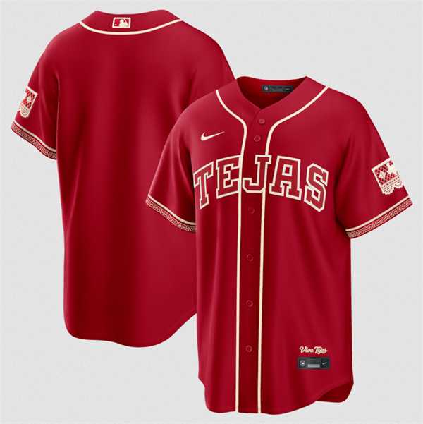 Mens Texas Rangers Blank Red 2026 City Connect Stadium Stitched Jersey Dzhi