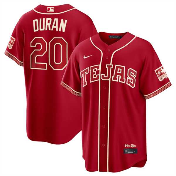 Mens Texas Rangers #20 Ezequiel Duran Red 2026 City Connect Stadium Stitched Jersey Dzhi