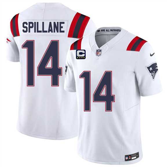 Mens New England Patriots #14 Robert Spillane White 2026 F.U.S.E. 4-Star C Pach Vapor Limited Stitched Jersey Dzhi