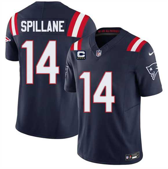 Mens New England Patriots #14 Robert Spillane Navy 2026 F.U.S.E. 4-Star C Pach Vapor Limited Stitched Jersey Dzhi