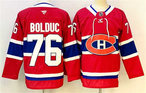 Mens Montreal Canadiens #76 Zack Bolduc Red 2024-25 Stitched Jersey