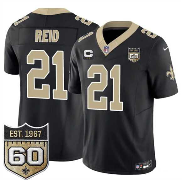 Mens New Orleans Saints #21 Justin Reid Black 2026 F.U.S.E With 2-Star C Patch And 60th Anniversary Patch Vapor Limited Stitched Jersey Dzhi