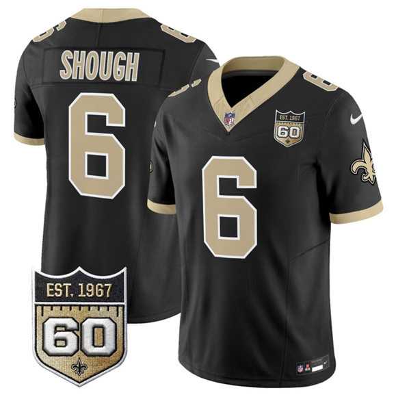 Mens New Orleans Saints #6 Tyler Shough Black 2026 F.U.S.E 60th Anniversary Patch Vapor Limited Stitched Jersey Dzhi