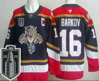 Mens Florida Panthers #16 Aleksander Barkov Navy 2025 Stanley Cup Final Authentic Jersey