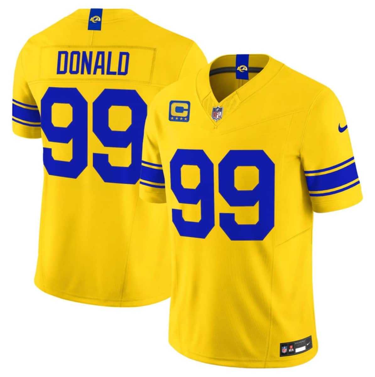 Mens Los Angeles Rams #99 Aaron Donald Yellow 2026 F.U.S.E. With 4- Star C Patch Vapor Limited Stitched Jersey Dzhi->->