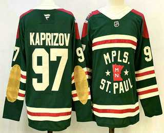 Mens Minnesota Wild #97 Kirill Kaprizov Green Winter Classic Stitched Authentic Jersey