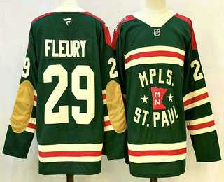 Mens Minnesota Wild #29 Marc Andre Fleury Green Winter Classic Stitched Authentic Jersey