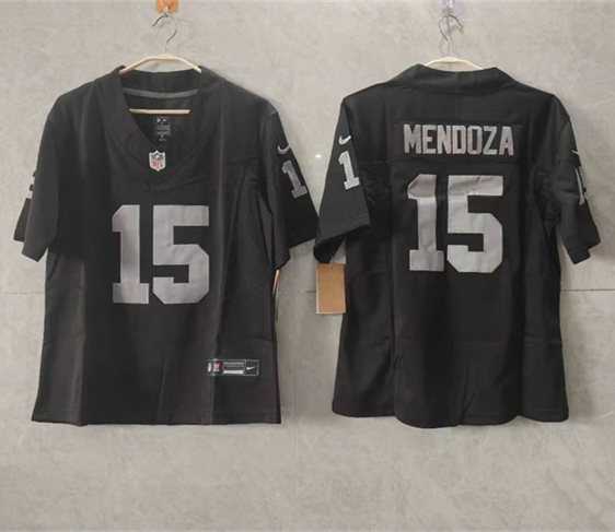 Womens Las Vegas Raiders #15 Fernando Mendoza Black 2026 Draft F.U.S.E. Vapor Stitched Jersey(Run Small)