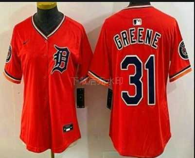 Womens Detroit Tigers #31 Riley Greene Orange Stadium Jersey