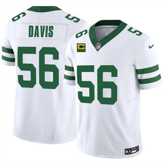 Mens New York Jets #56 Demario Davis White 2025 F.U.S.E. 4-Star C Patch Vapor Untouchable Limited Stitched Jersey Dzhi