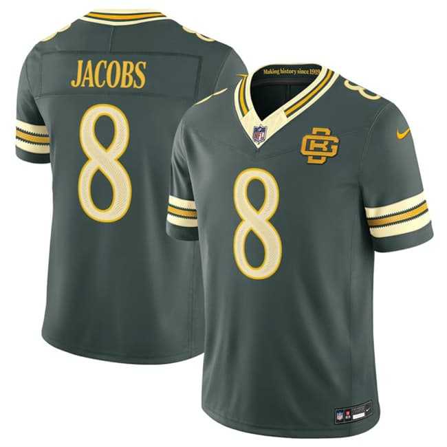Mens Green Bay Packers #8 Josh Jacobs Dark Green 2026 F.U.S.E. Rivalries Collection Limited Stitched Jersey Dzhi