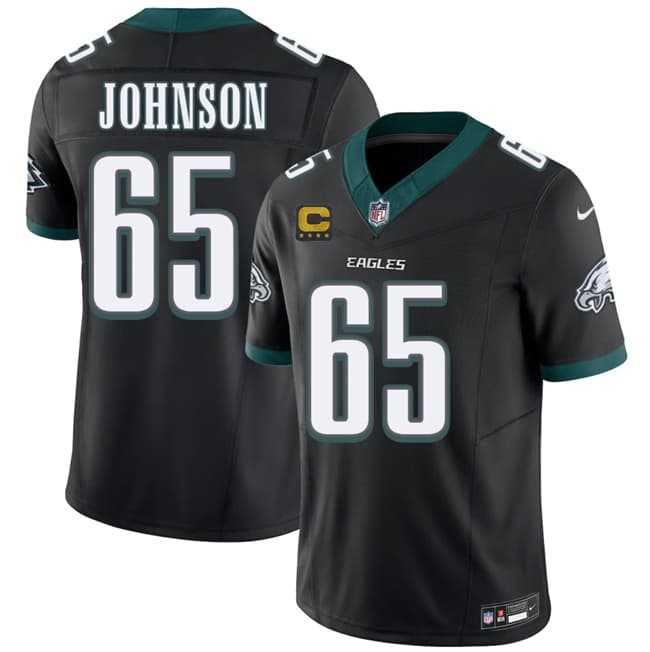Mens Philadelphia Eagles #65 Lane Johnson Black 2026 F.U.S.E. 4-Star C Patch Vapor Untouchable Throwback Limited Stitched Jersey Dzhi