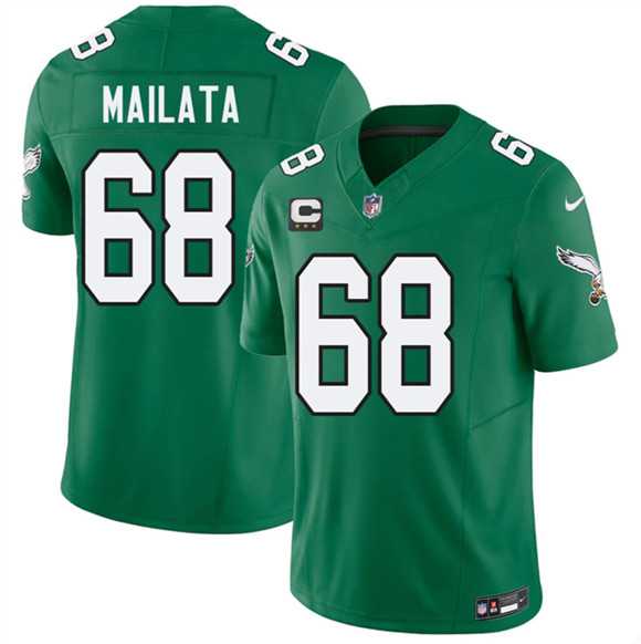 Mens Philadelphia Eagles #68 Jordan Mailata Kelly Green 2026 F.U.S.E. 3-Star C Patch Throwback Vapor Untouchable Limited Stitched Jersey Dzhi