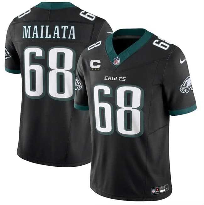 Mens Philadelphia Eagles #68 Jordan Mailata Black 2026 F.U.S.E. 3-Star C Patch Vapor Untouchable Throwback Limited Stitched Jersey Dzhi