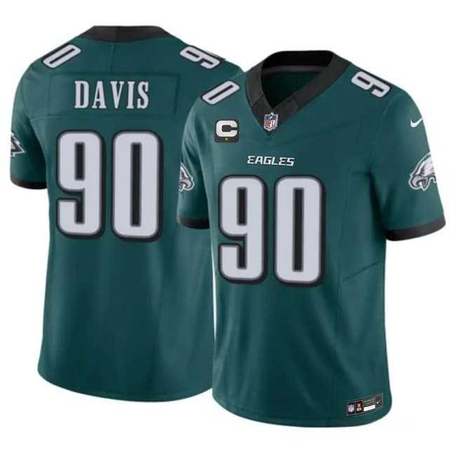 Mens Philadelphia Eagles #90 Jordan Davis Green 2026 F.U.S.E. 1-Star C Patch Vapor Untouchable Limited Stitched Jersey Dzhi