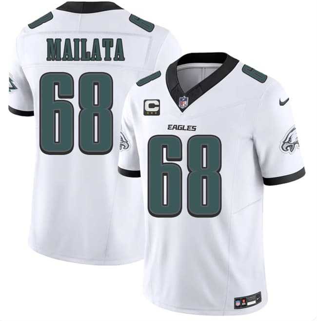 Mens Philadelphia Eagles #68 Jordan Mailata White 2026 F.U.S.E. 3-Star C Patch Vapor Untouchable Limited Stitched Jersey Dzhi