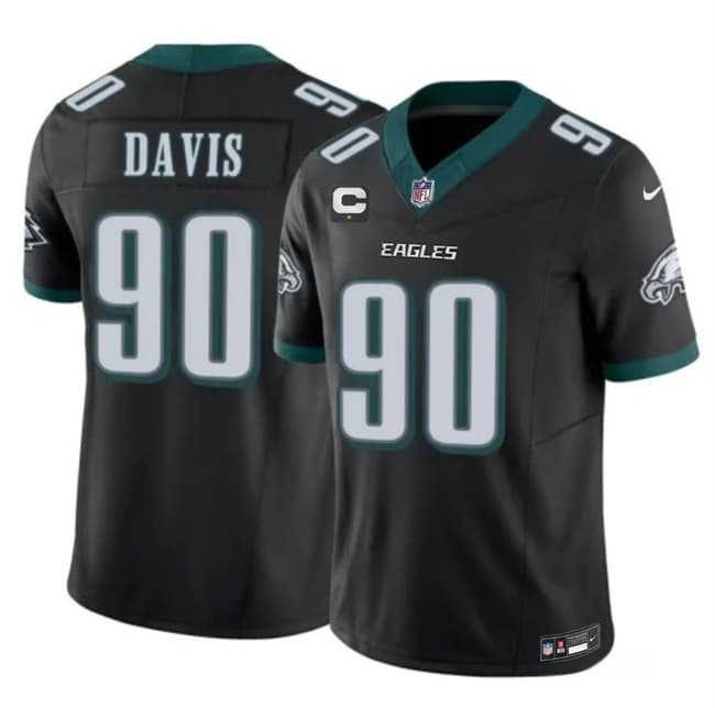 Mens Philadelphia Eagles #90 Jordan Davis Black 2026 F.U.S.E. 1-Star C PatchVapor Untouchable Limited Stitched Jersey Dzhi