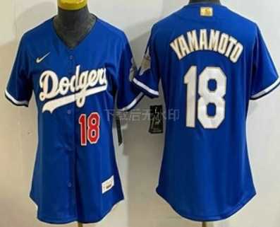 Womens Los Angeles Dodgers #18 Yoshinobu Yamamoto MVP Blue Limited Stitched Jersey