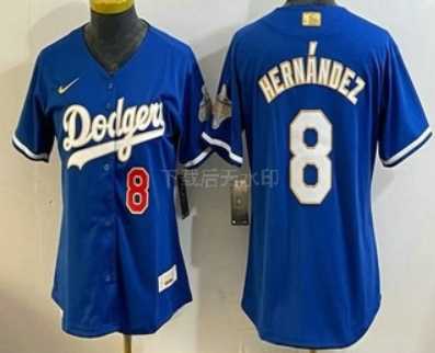 Womens Los Angeles Dodgers #8 Enrique Hernandez Blue 2026 Gold Collection Stadium Jersey