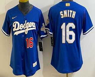 Womens Los Angeles Dodgers #16 Will Smith Blue 2026 Gold Collection Stadium Jersey