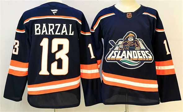 Mens New York Islanders #13 Mathew Barzal Navy 2024-25 Stitched Hockey Jersey