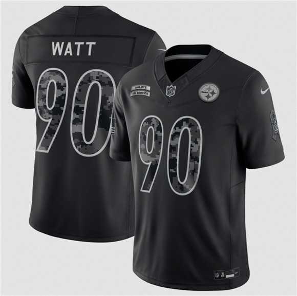 Mens Pittsburgh Steelers #90 T.J. Watt Black F.U.S.E. 2026 Salute to Service Limited Stitched Jersey