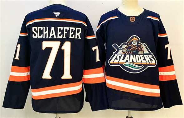 Mens New York Islanders #71 Matthew Schaefer Navy 2024-25 Stitched Hockey Jersey