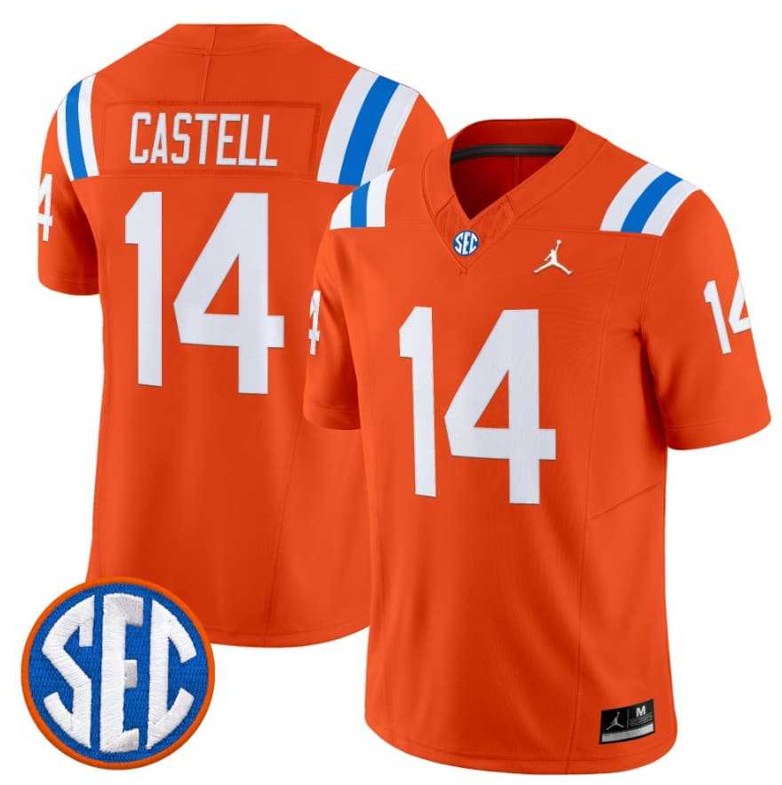 Mens Florida Gators #14 Jordan Castell Orange 1960s Throwback F.U.S.E. Vapor Limited Stitched Jersey Dzhi