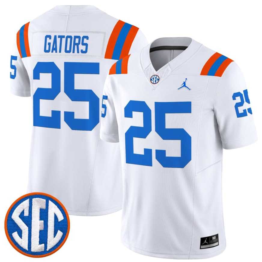 Mens Florida Gators #25 Gators White 1960s Throwback F.U.S.E. Vapor Limited Stitched Jersey Dzhi
