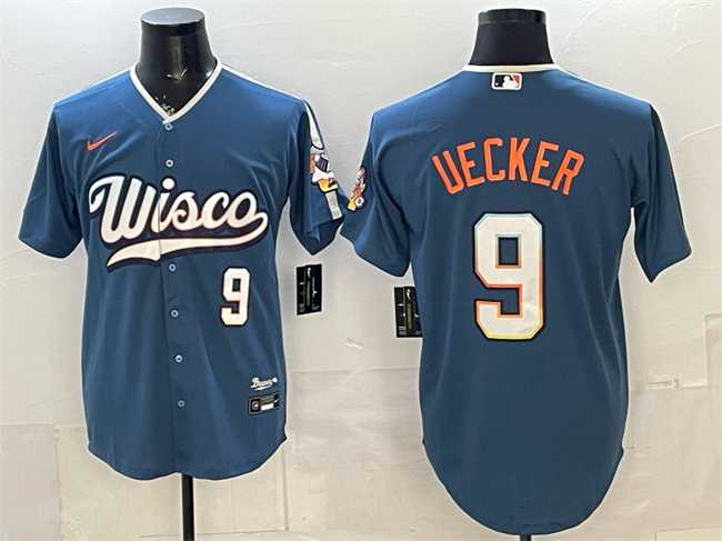 Mens Milwaukee Brewers #9 Bob Uecker Mineral Blue 2026 City Connect Stadium Stitched Jersey Dzhi
