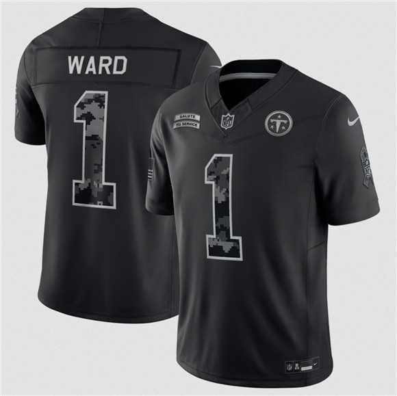 Mens Tennessee Titans #1 Cameron Ward Black F.U.S.E. 2026 Salute to Service Limited Stitched Jersey