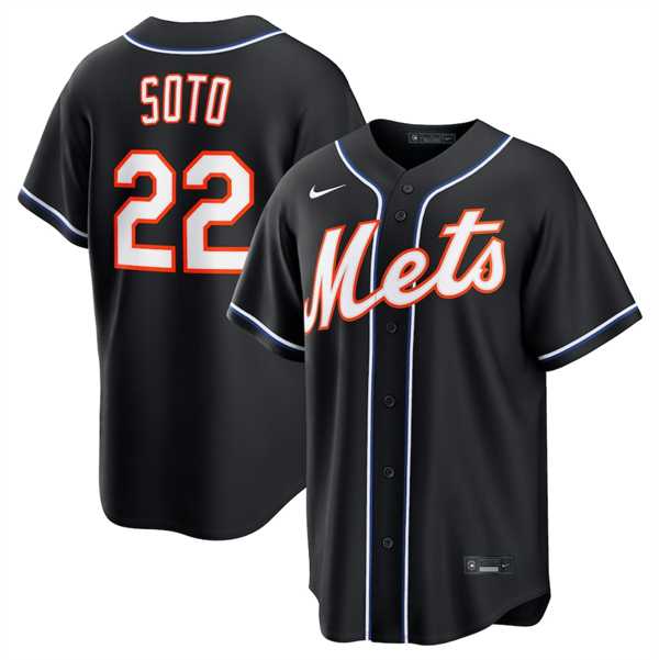 Mens New York Mets #22 Juan Soto 2026 Black Out Stitched Jersey Dzhi