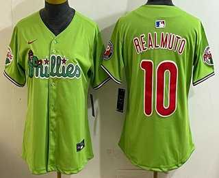 Womens Philadelphia Phillies #10 JT Realmuto Light Green Fashion Cool Base Jersey
