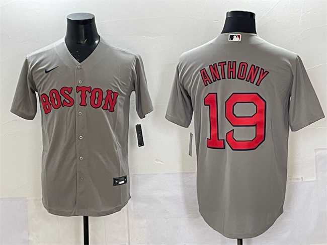 Mens Boston Red Sox #19 Roman Anthony Gray Cool Base Stitched Jersey