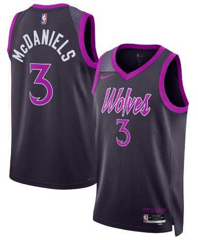 Mens Minnesota Timberwolves #3 Jaden McDaniels Purple 2025-26 City Edition Stitched Jersey Dzhi