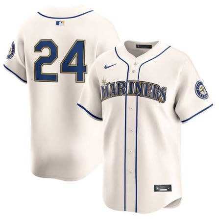 Mens Seattle Mariners #24 Ken Griffey Jr. Cream Cool Base Jersey Dzhi