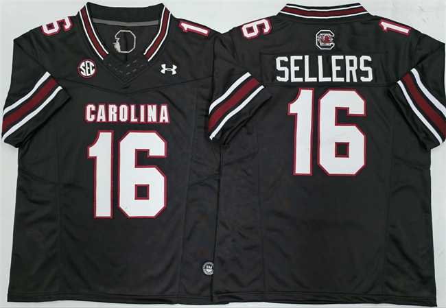 Mens South Carolina Fighting Gamecocks #16 LaNorris Sellers Black F.U.S.E. Stitched Jersey