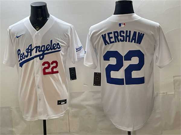 Mens Los Angeles Dodgers #22 Clayton Kershaw White Alternate Stadium Stitched Jersey