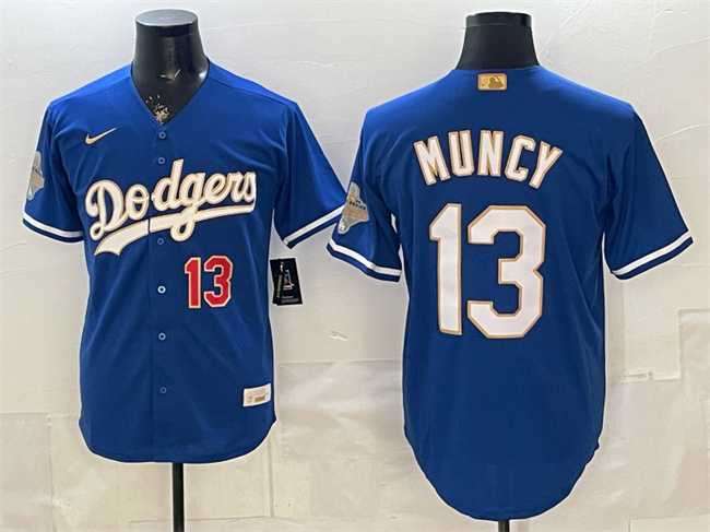 Mens Los Angeles Dodgers #13 Max Muncy Royal 2026 Alternate Gold Collection Stadium Stitched Jersey