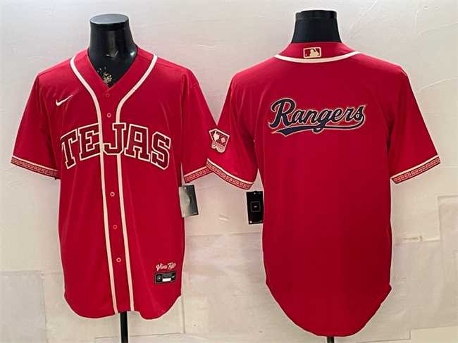 Mens Texas Rangers Team Big Logo Red 2026 City Connect Stadium Stitched Jersey Dzhi