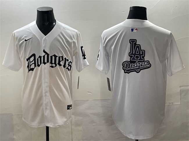Mens Los Angeles Dodgers Team Big Logo White 2025 LA Gothic Style Vapor Premier Limited Stitched Jersey