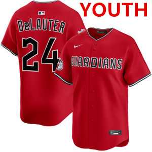 Youth cleveland guardians #24 chase delauter red cool base stitched jersey Dzhi->->MLB Jersey
