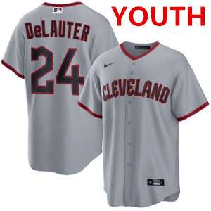 Youth cleveland guardians #24 chase delauter gray cool base limited stitched jersey Dzhi->->MLB Jersey