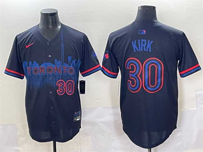 Mens Toronto Blue Jays #30 Alejandro Kirk Navy 2024 City Connect Limited Stitched Jersey
