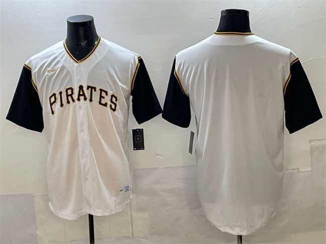 Mens Pittsburgh Pirates Blank White Cool Base Stitched Jersey