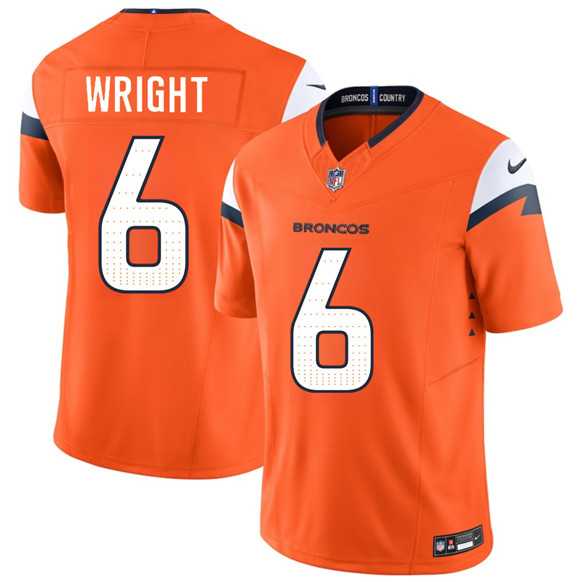Mens Denver Broncos #6 William Wright Orange 2026 Draft F.U.S.E. Vapor Limited Stitched Jersey