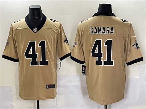 Mens New Orleans Saints #41 Alvin Kamara Gold Alternate Vapor Limited Stitched Jersey