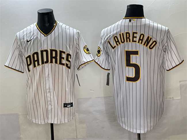 Mens San Diego Padres #5 Ramon Laureano White Cool Base Stitched Jersey